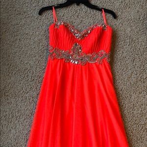 Coral colored prom dress